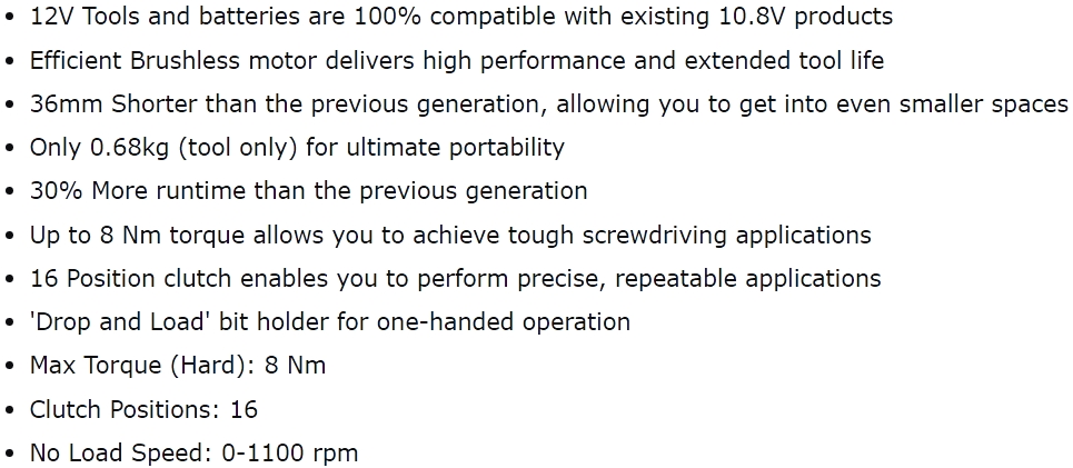 מברגה מקצועית נטענת DEWALT 12V DCF601D2 TEXT